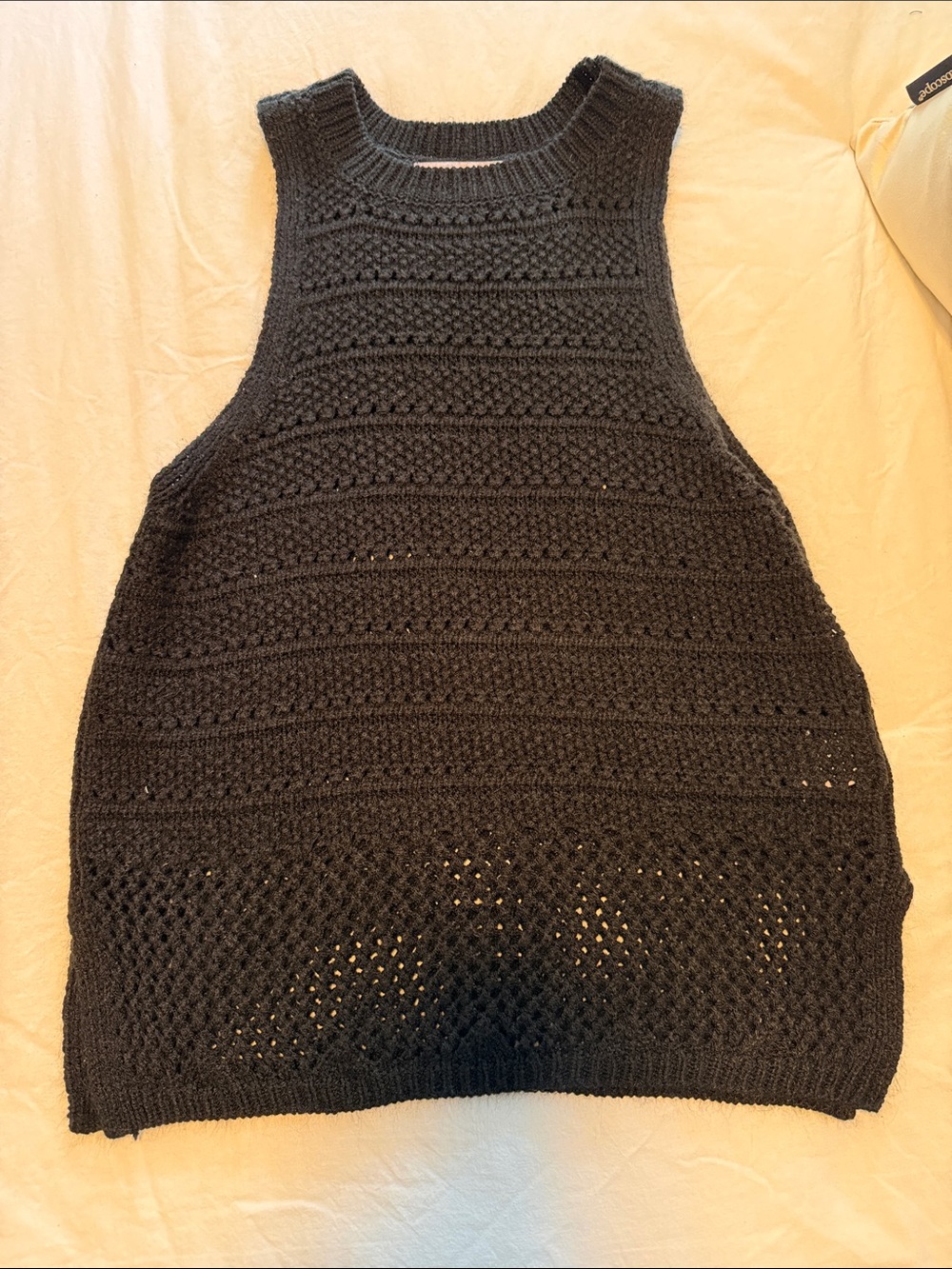 SO Black Crochet Knit Sleeveless Top